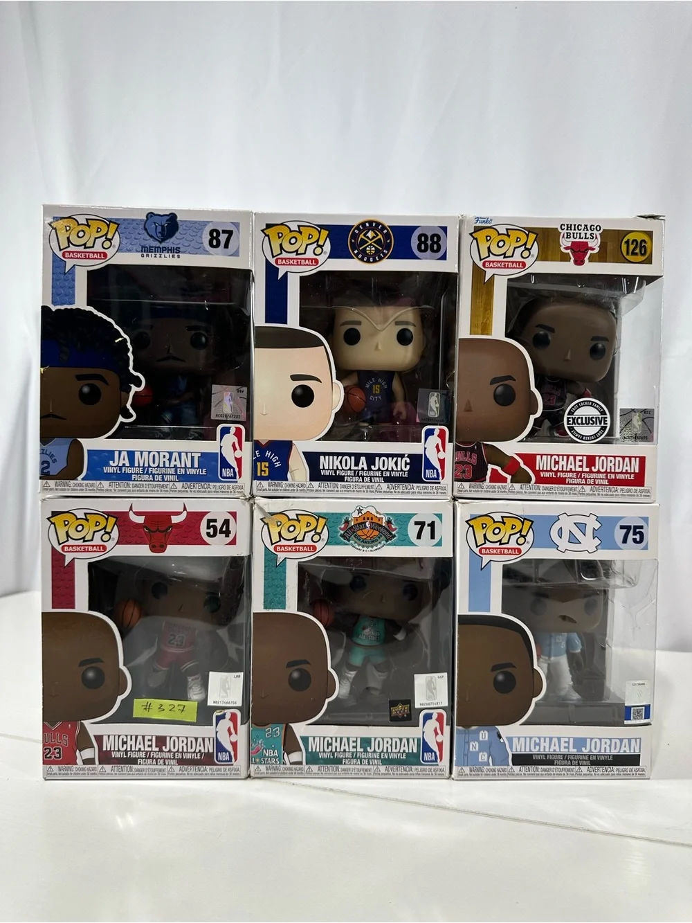 #327 Funko POP! NBA Basketball Lot Of 6 Michael Jordan, Nikola Jokic, Ja Morant